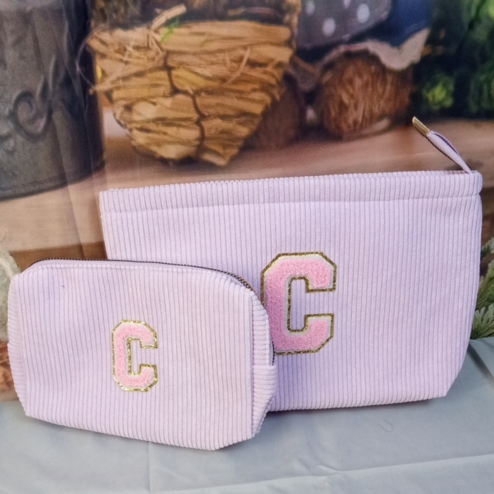 💩 Corduroy Initial 'C' Pouch Set